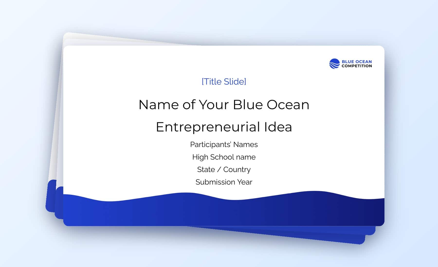 Blue Ocean Competition pitch template cover slide